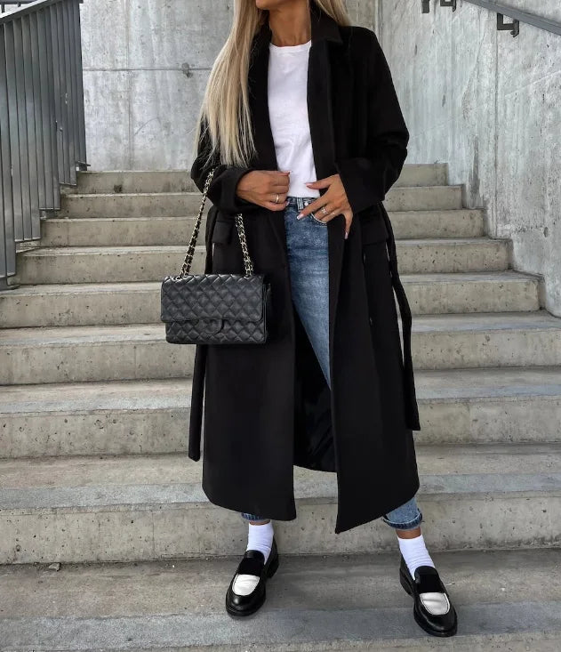 Manteau en Laine Femme Double Boutonnage Classique 3