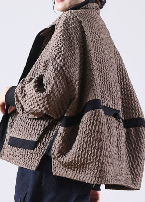 Manteau en Velours Côtelé Caramel à Fermeture Éclair pour Femme 2