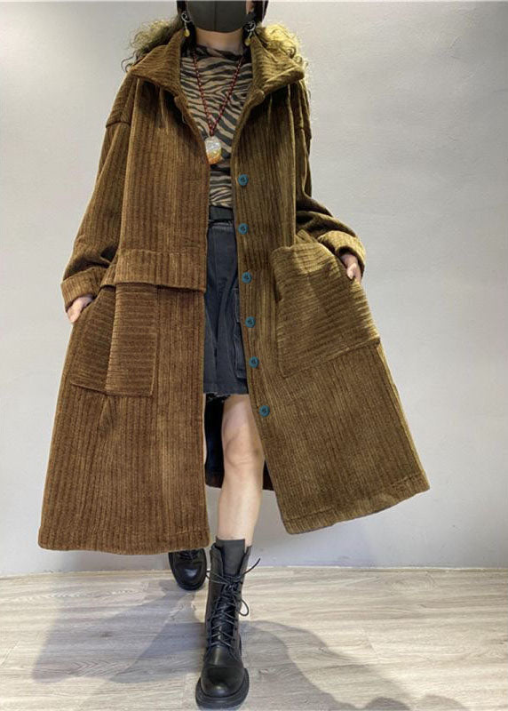 Manteau en Velours Côtelé à Poches pour Femmes 1