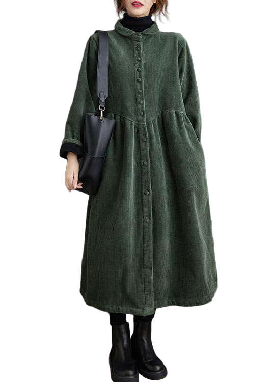 Manteau en velours côtelé vert noir pour femmes 0