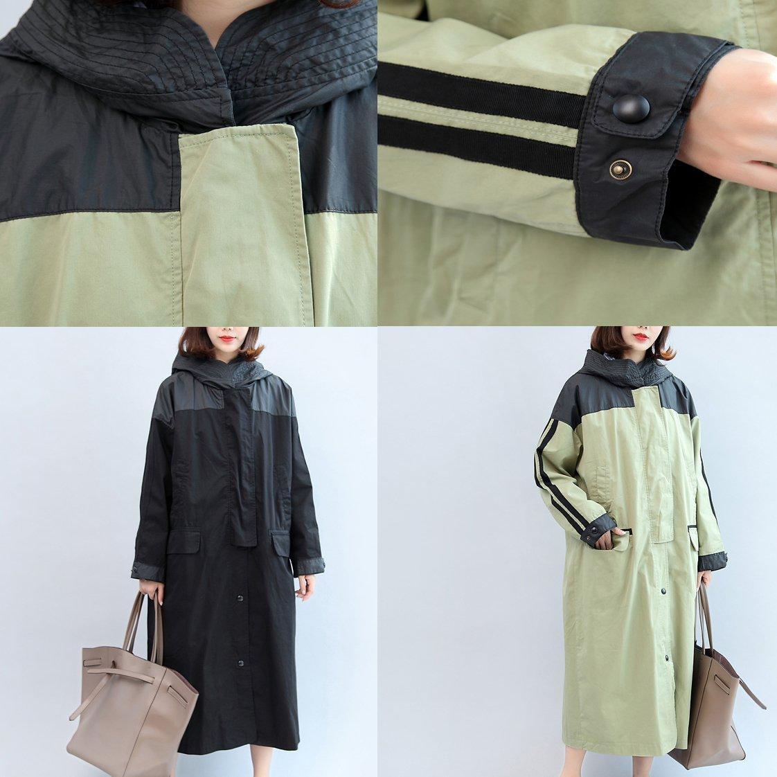 Manteau maxi à capuche patchwork grande taille pour femme automne 4