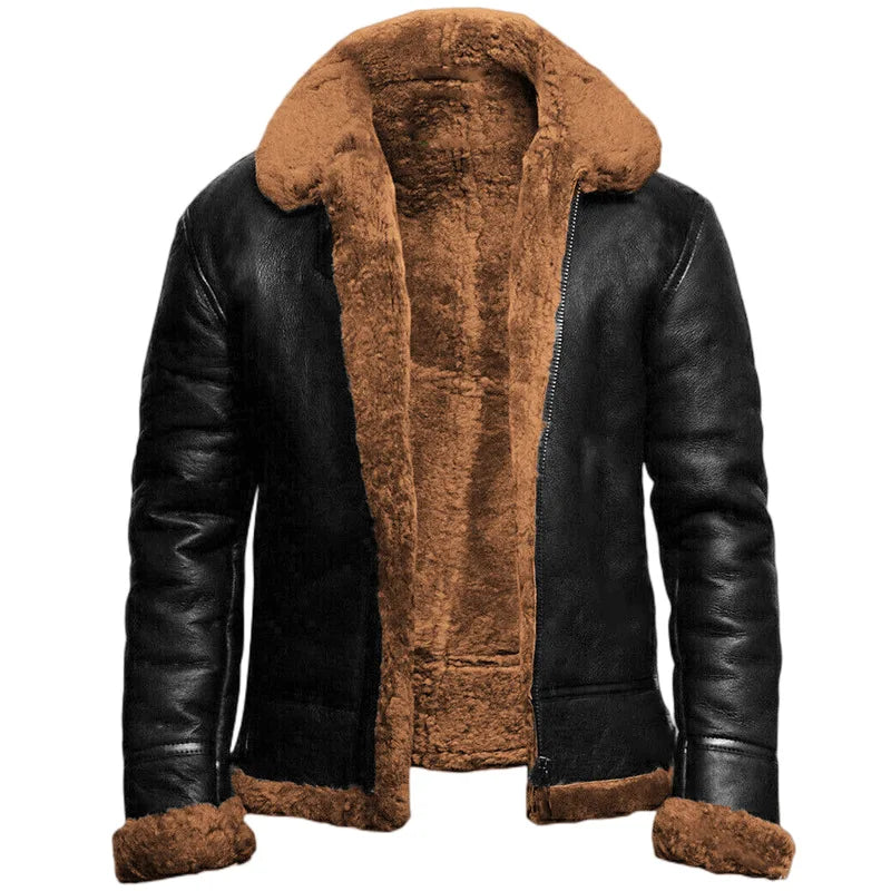 Manteau pour homme en cuir avec doublure en fourrure 4