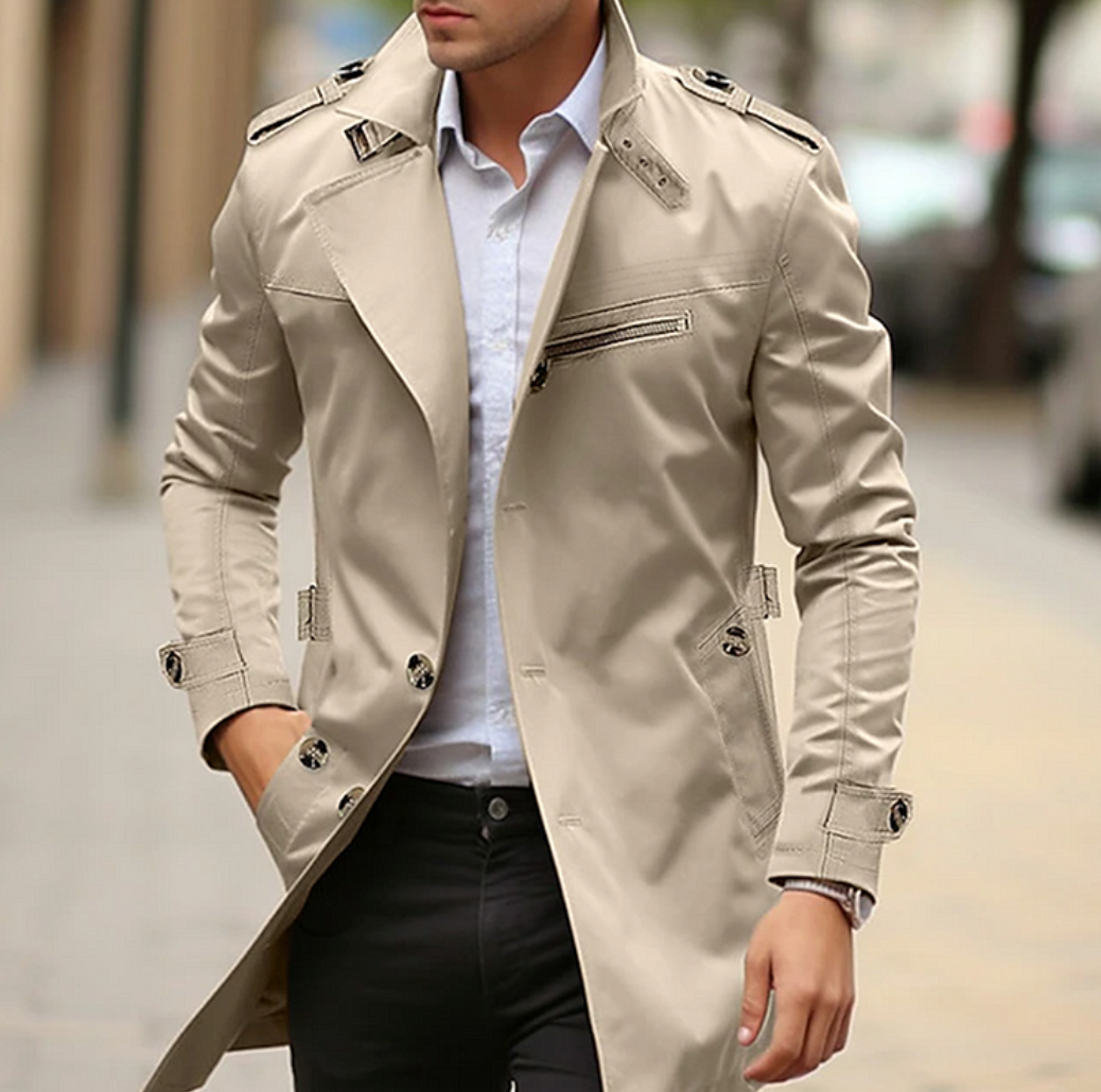 Manteau Homme Classique en Tissu de Haute Qualité pour Printemps et Automne-1