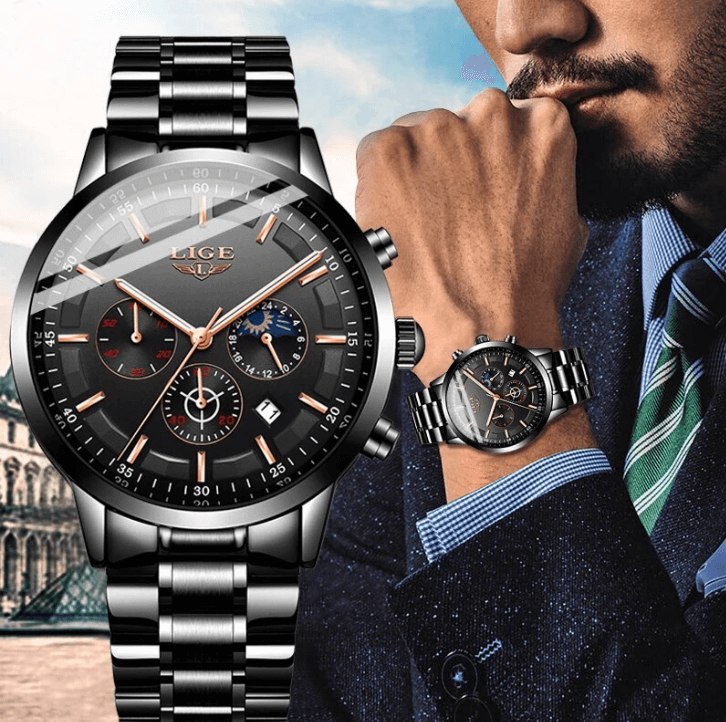 Montre militaire en acier noir 3