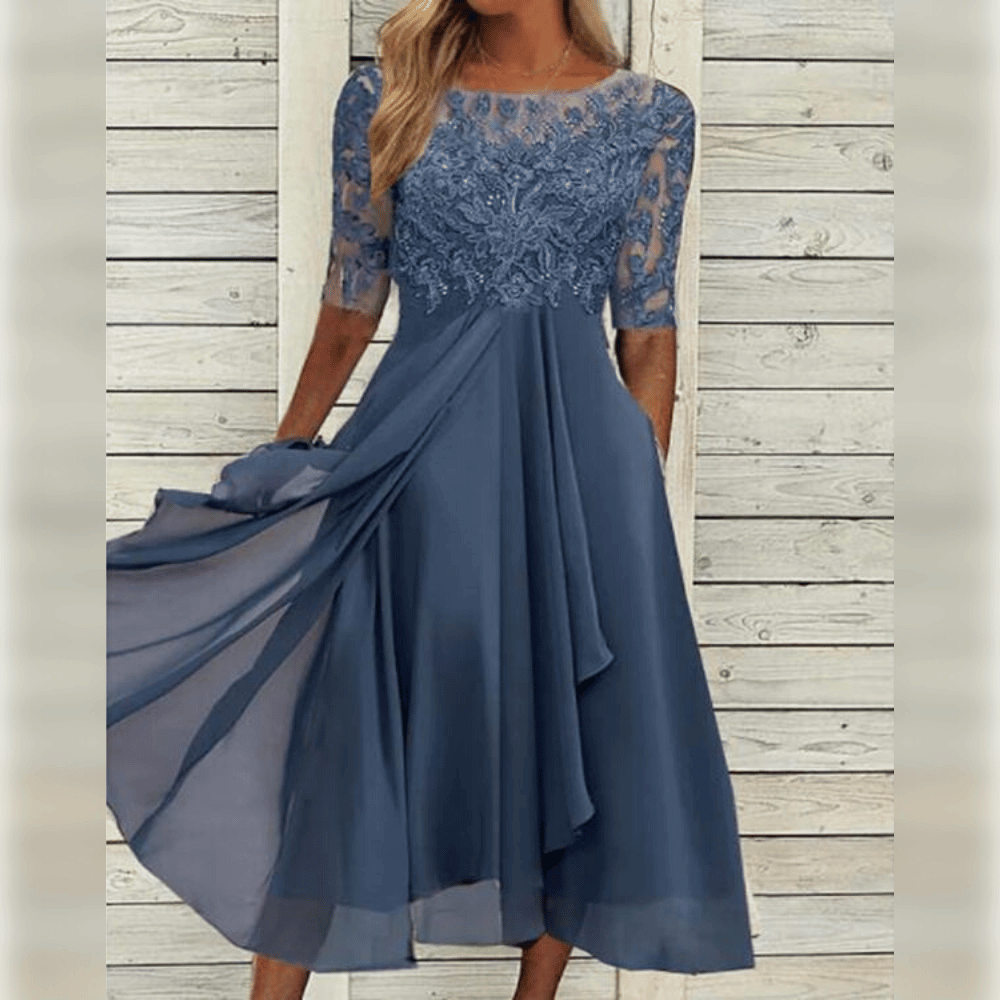 Robe Midi Femme Chic en Tissu Léger Élégant-1