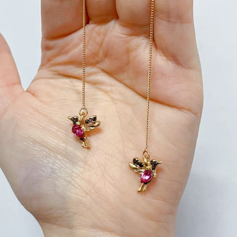 Boucles d'oreilles élégantes en strass Colibri