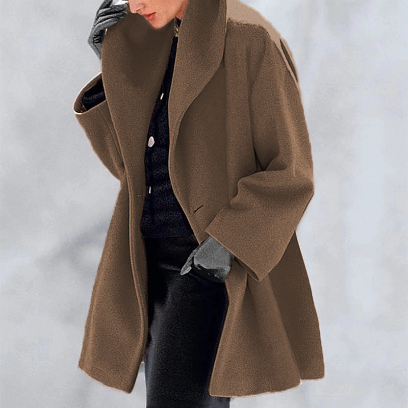 Manteau en Laine Femme Coupe Élégante Résistant au Vent