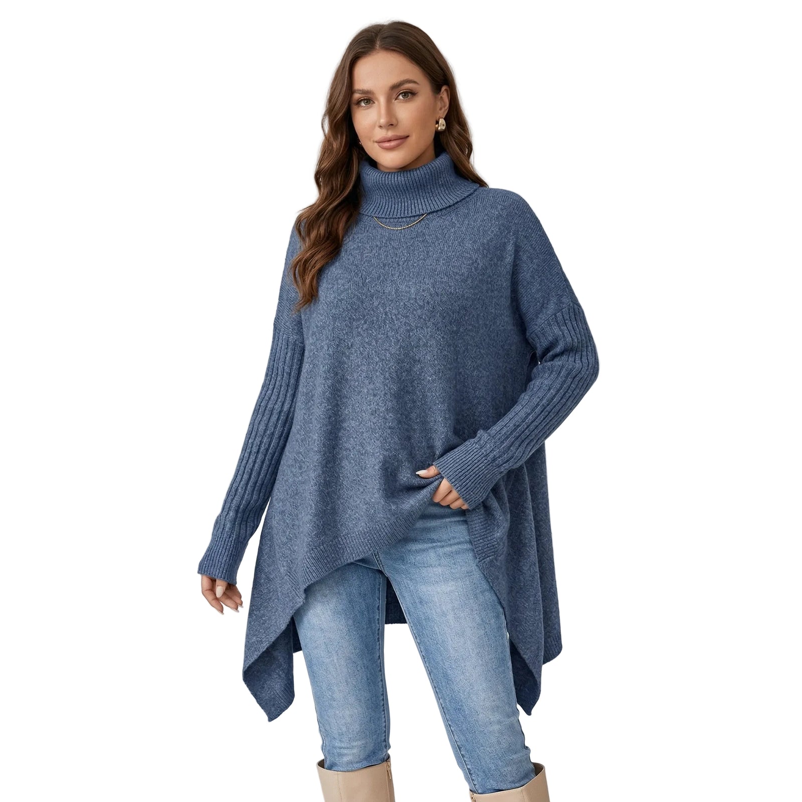 Pull Col Roulé D'Hiver Pour Femme Confortable