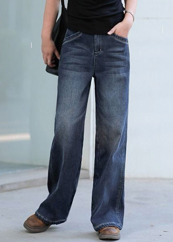 Pantalon Baggy en Denim pour Femme Taille Haute 1