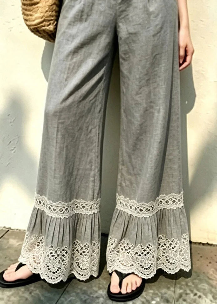 Pantalon Femme Décontracté Taille Élastique Jambes Larges 3