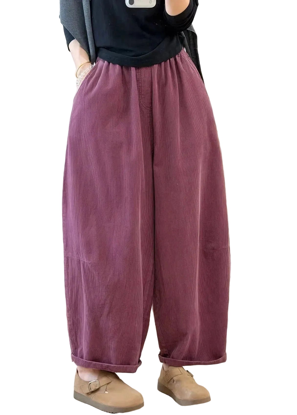 Pantalon Femme Décontracté Velours Côtelé Automnal 0