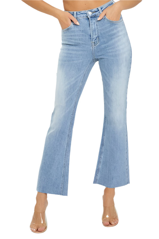 Pantalon Femme Flare Taille Haute Denim Clair 0