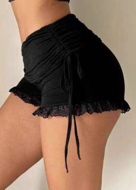 Pantalon Femme Patchwork Dentelle Style Art Noir 3