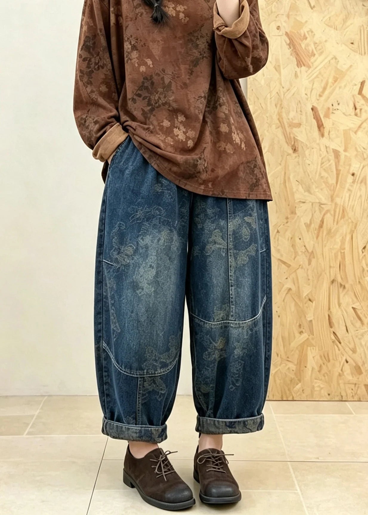 Pantalon Femme Patchwork Jacquard Coupe Ajustée 3