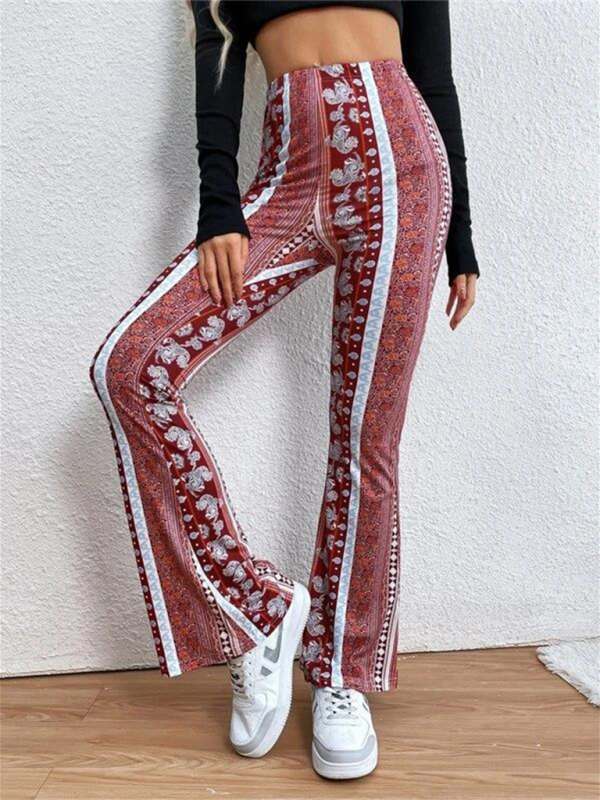 Pantalon Femme Skinny Imprimé Boho en Tricot Élastique 16