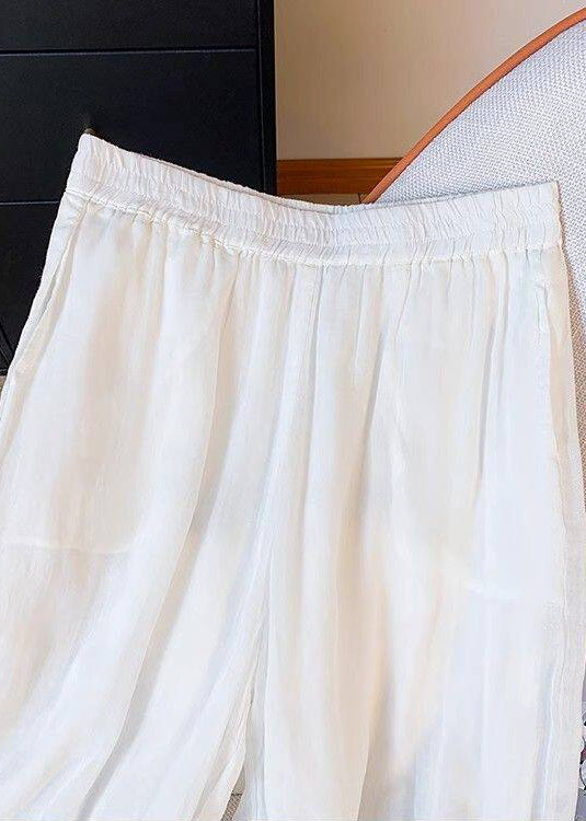 Pantalon Femme Style Bohème Taille Élastique Brodé 2