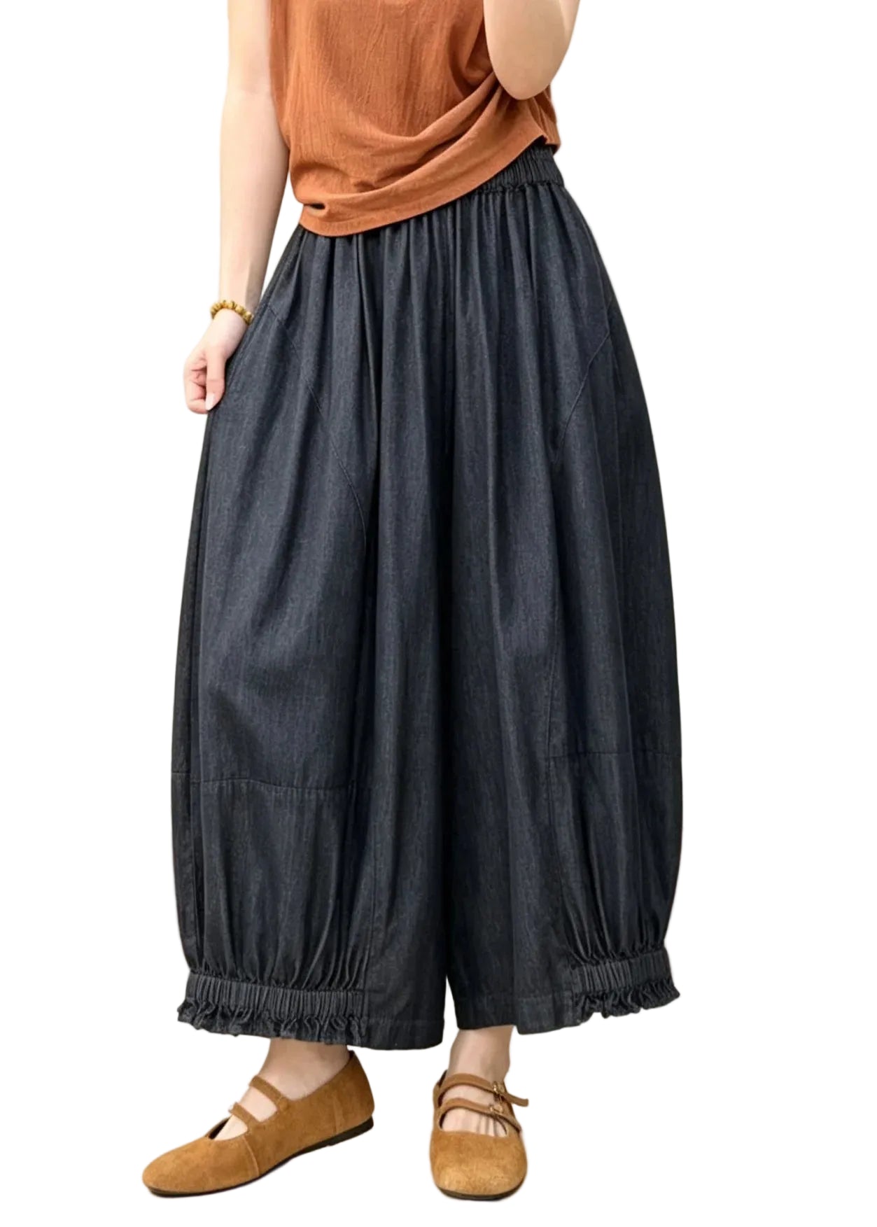 Pantalon Femme Style Patchwork à Taille Élastique 0