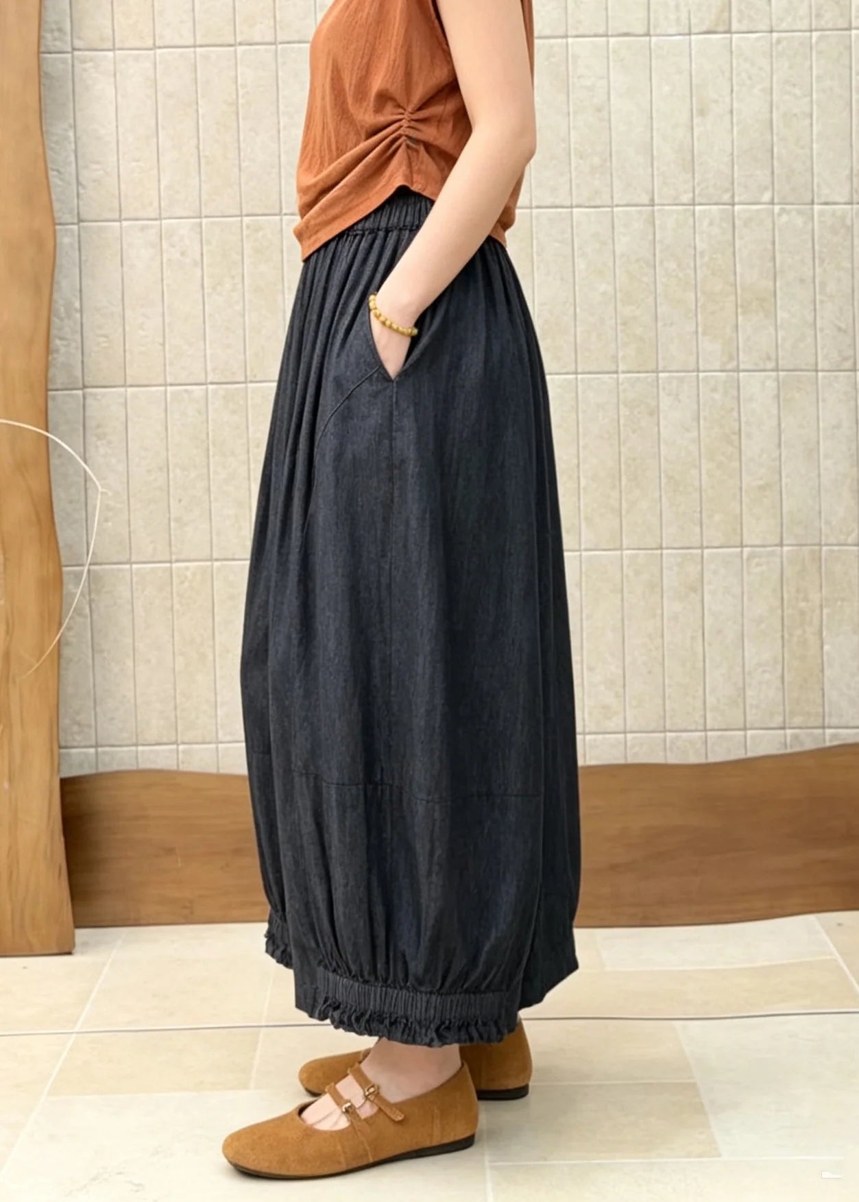 Pantalon Femme Style Patchwork à Taille Élastique 4