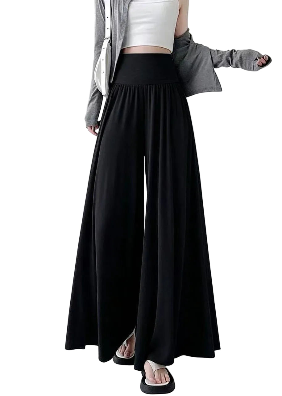 Pantalon Femme Taille Haute Style Patchwork Jambes Larges 0