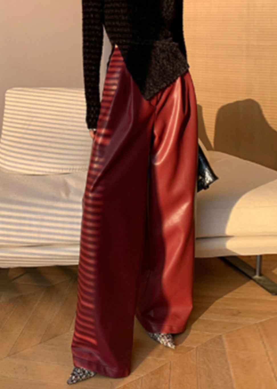 Pantalon Femme Taille Haute en Simili Cuir 2