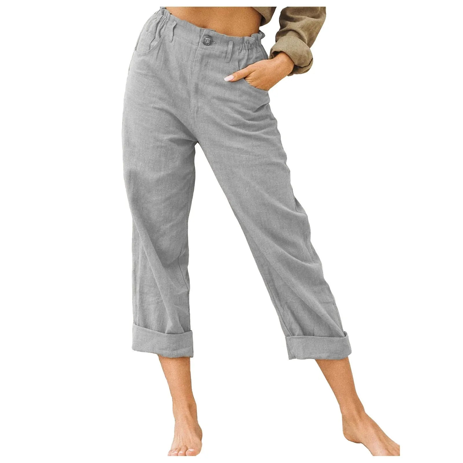 Pantalon Fluide Femme Décontracté Coton Lin 1