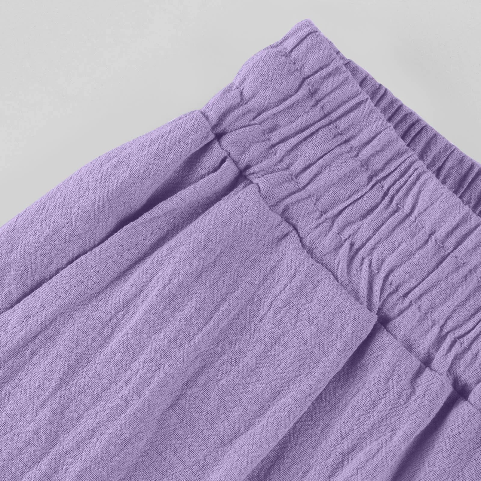 Pantalon Fluide Femme Taille Élastique Coton Lin 5