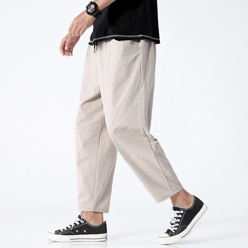 Pantalon Homme Court Décontracté avec Taille Réglable et Panneaux Articulés 2