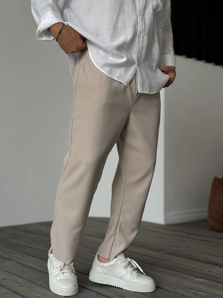 Pantalon Homme Décontracté Coupe Confortable Côtelée 3