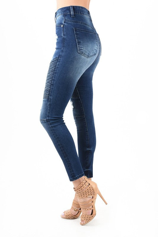 Pantalon Jean Skinny Moto Taille Haute Denim 2