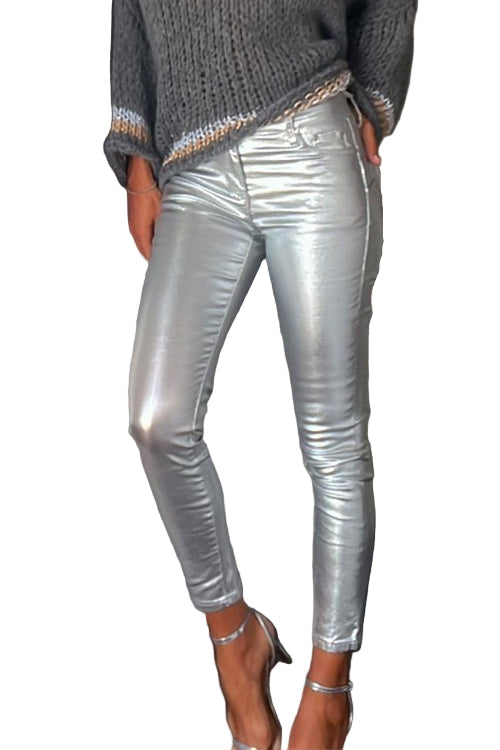 Pantalon Legging Femme en Simili Cuir Coupe Slim 0