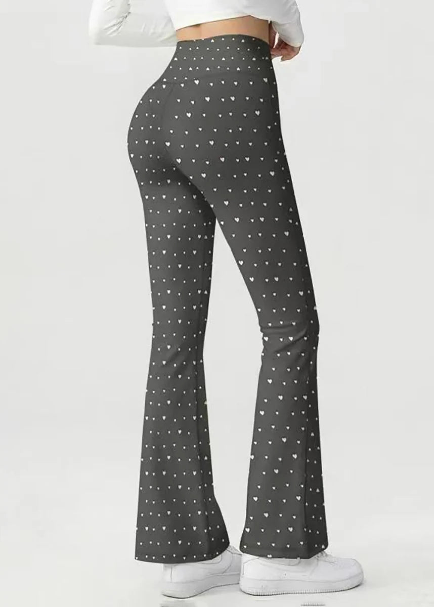Pantalon de yoga taille haute pour femme avec motif cœur et coupe évasée 4