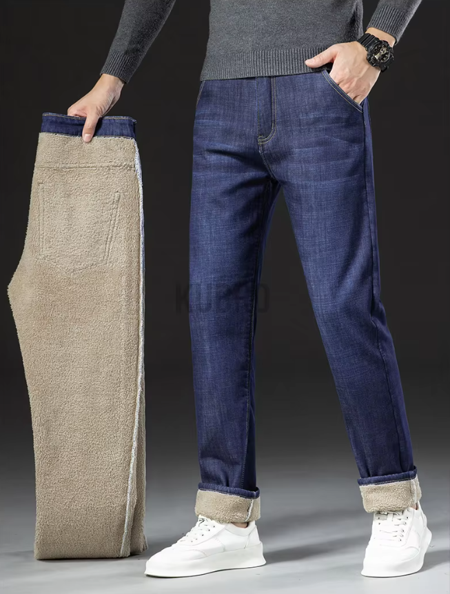 Pantalon droit pour homme en denim d'agneau 4