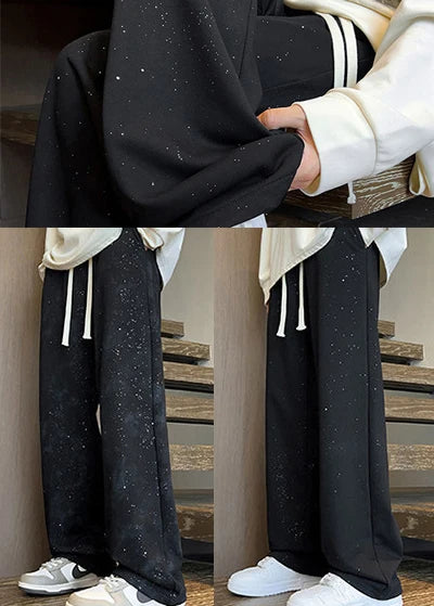 Pantalon homme style tie-dye à sequins noirs automnal 4