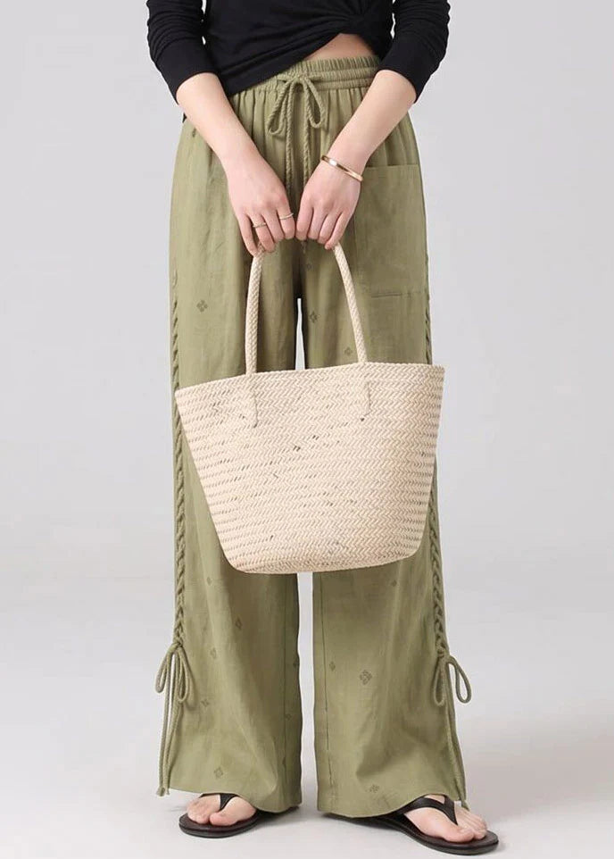 Pantalon large à cordon de serrage et jambes nouées pour femme 2