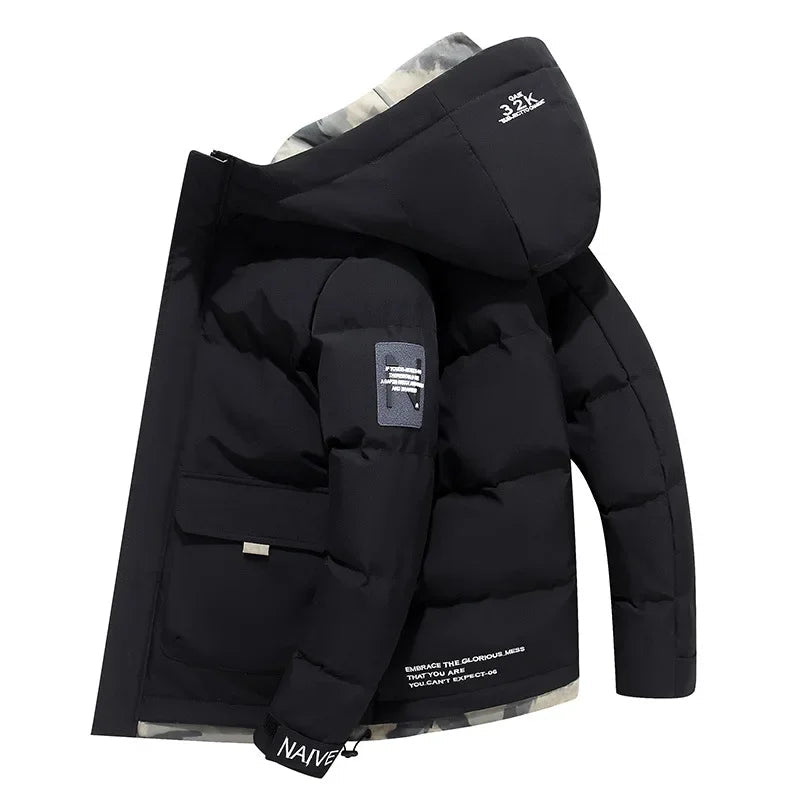 Parka Homme Hiver Moderne Avec Capuche Fixe et Poches Pratiques 0