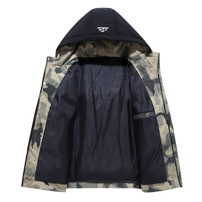 Parka Homme Hiver Moderne Avec Capuche Fixe et Poches Pratiques 3