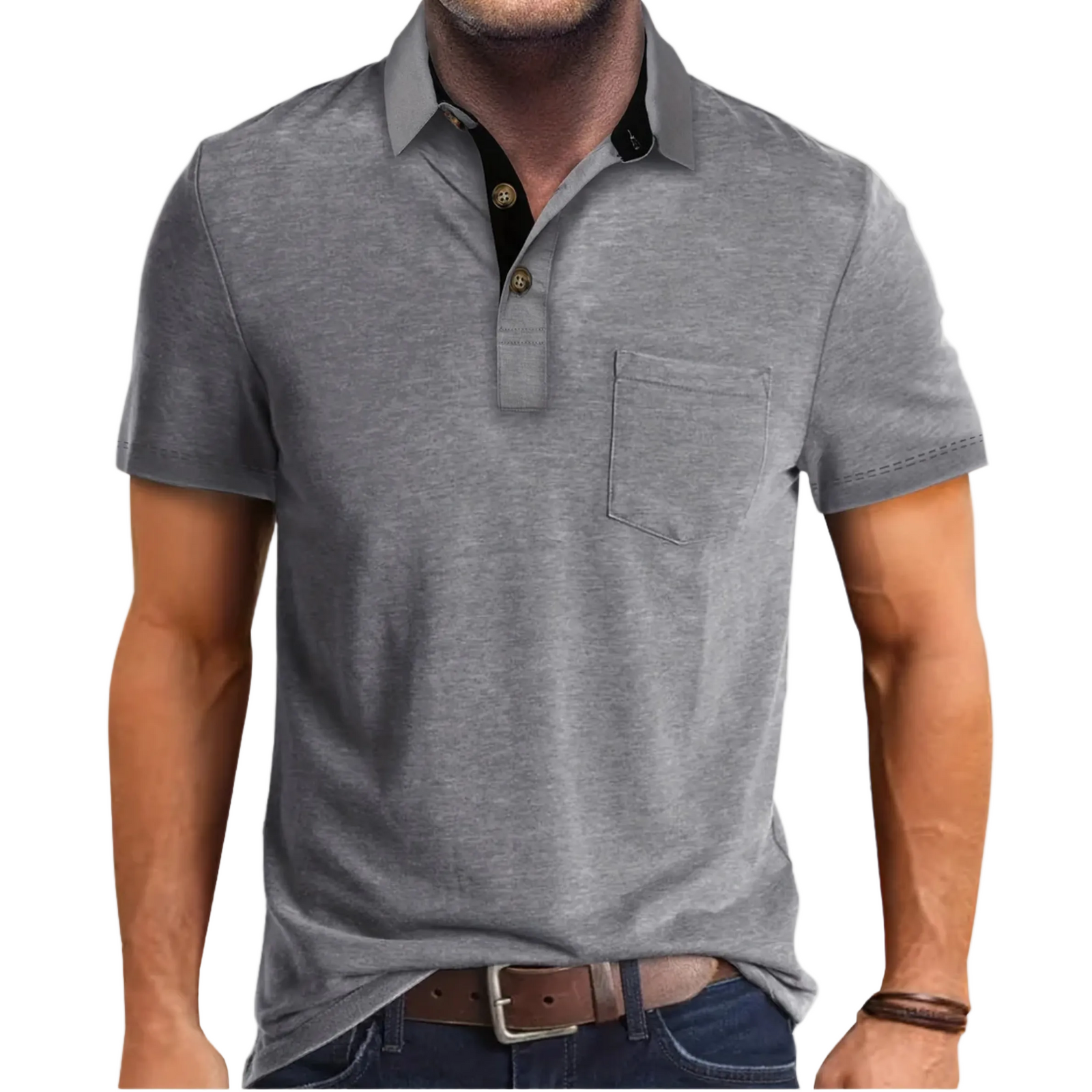Polo Homme Classique À Manches Longues Style Décontracté 1