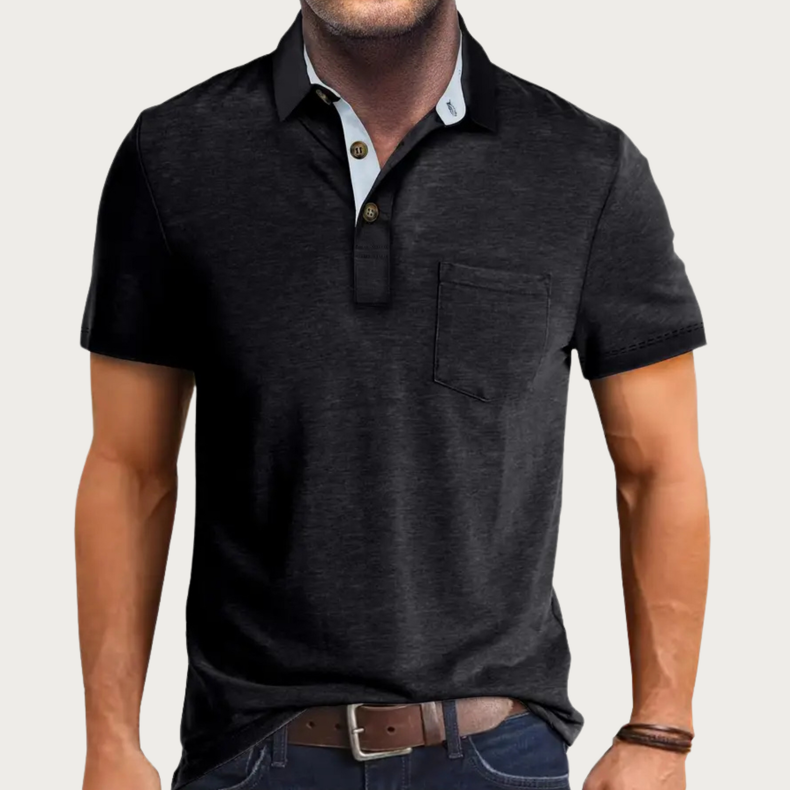 Polo Homme Classique À Manches Longues Style Décontracté 2