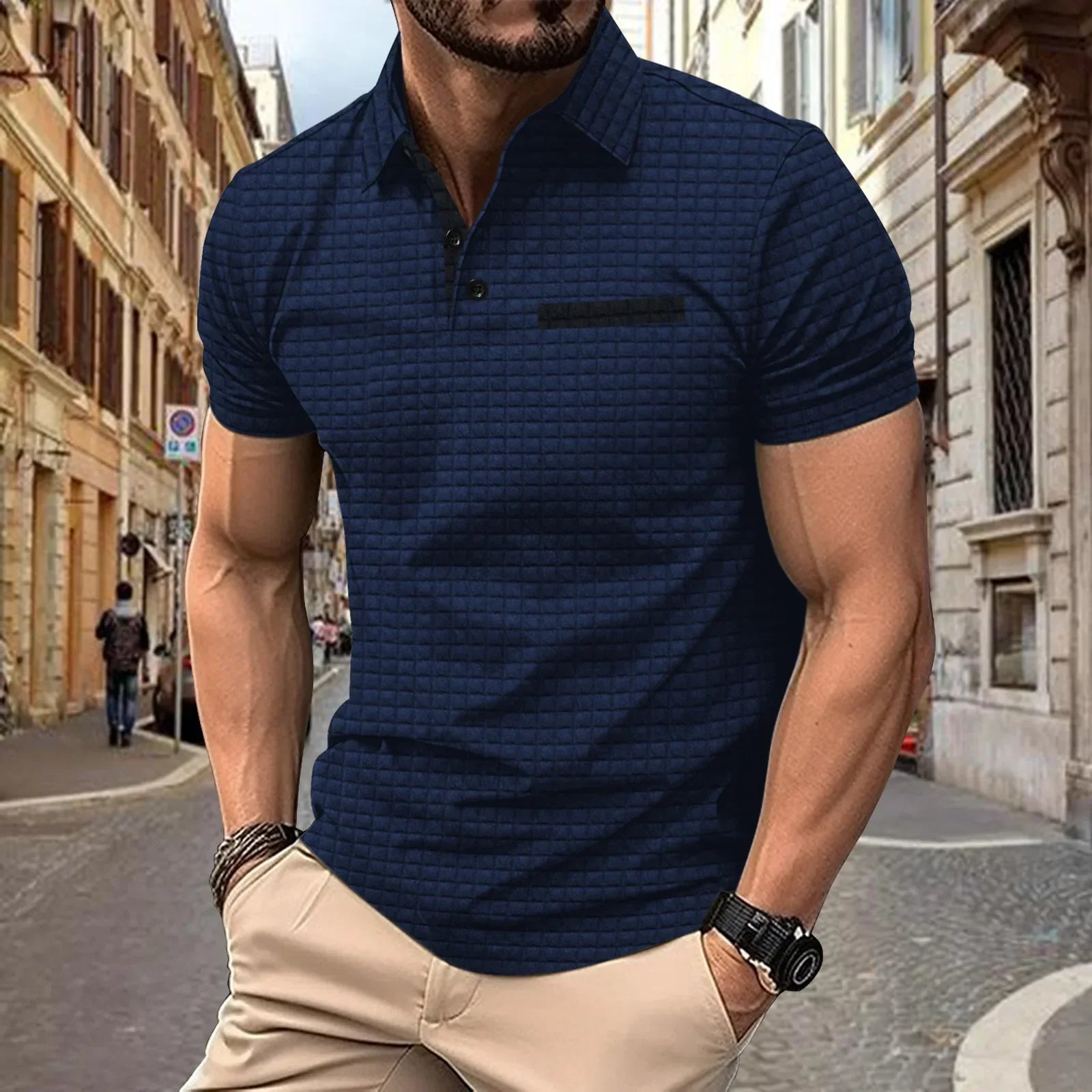 Polo Homme Décontracté Col Classique Ajusté 2