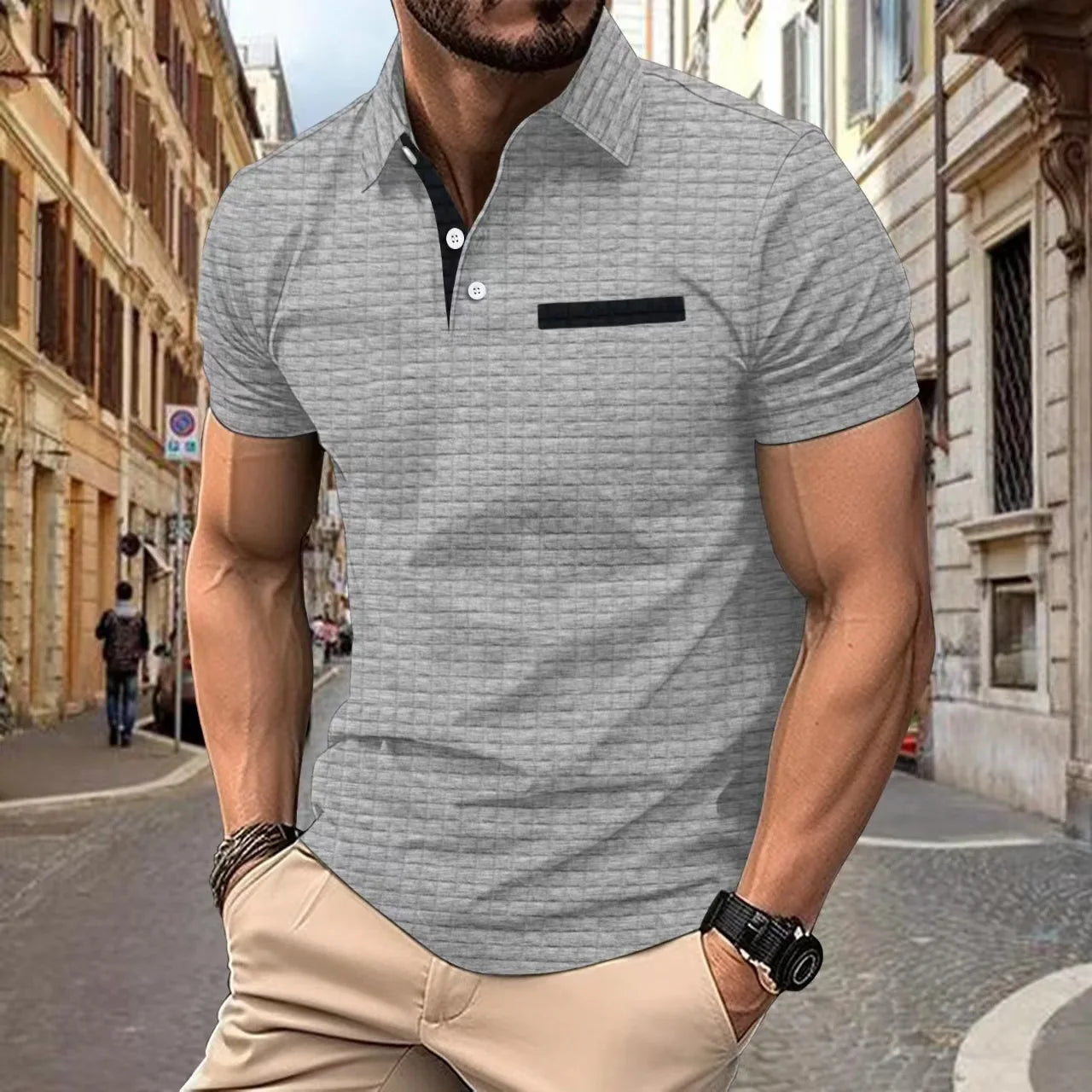 Polo Homme Décontracté Col Classique Ajusté 4