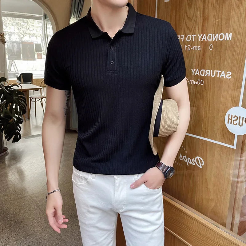 Polo Homme Manches Courtes Côtelé 3