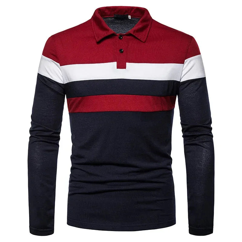 Polo à manches longues pour hommes à rayures 10