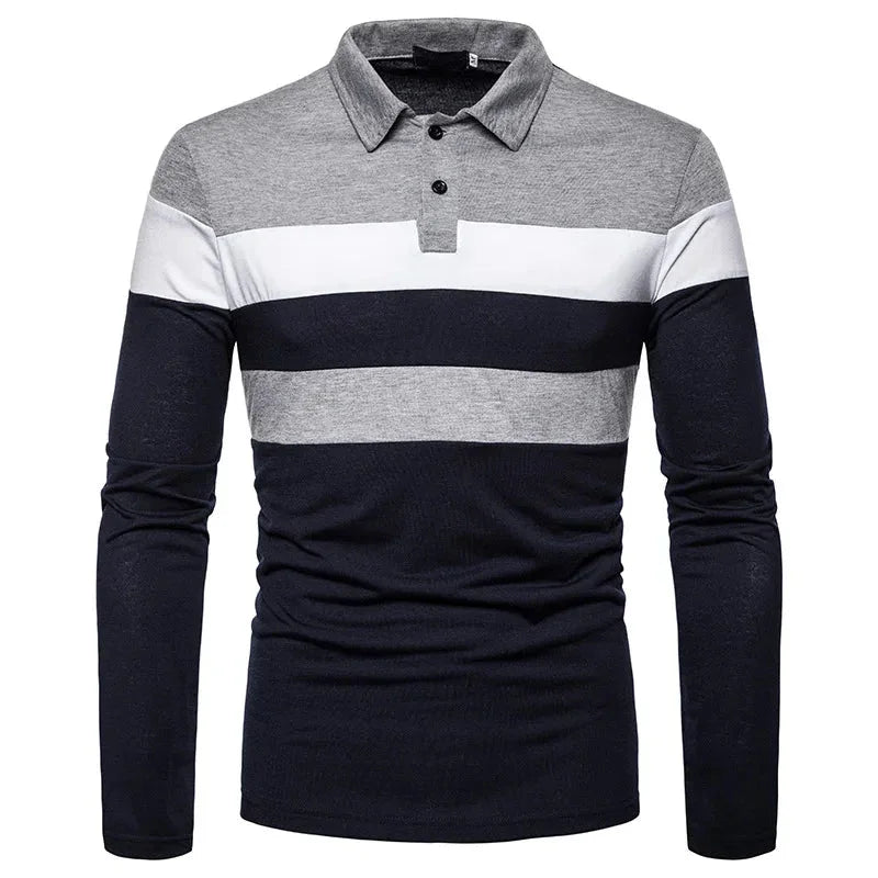 Polo à manches longues pour hommes à rayures 9