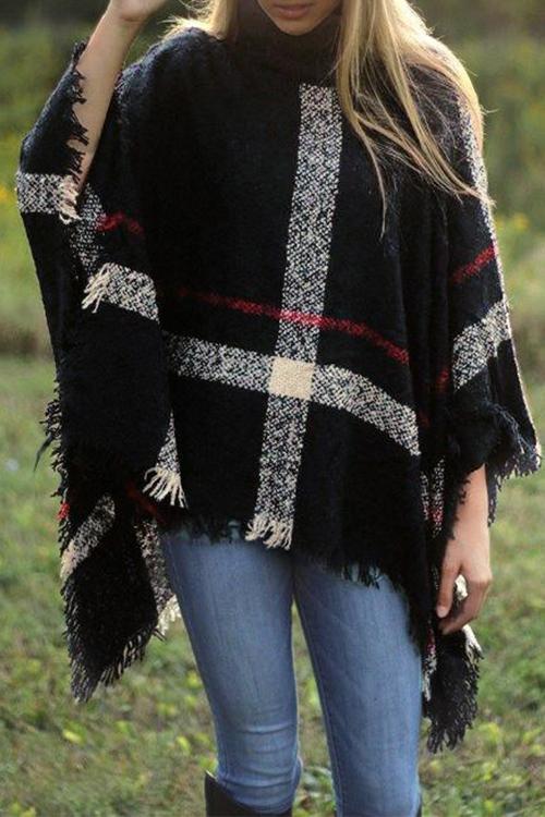 Poncho Classique Color Block pour Femme 4
