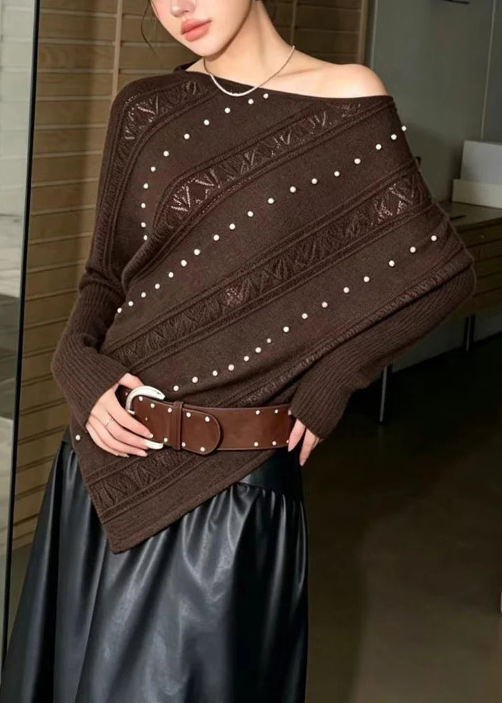 Pull Femme Asymétrique Une Épaule avec Manches Chauve-Souris 0