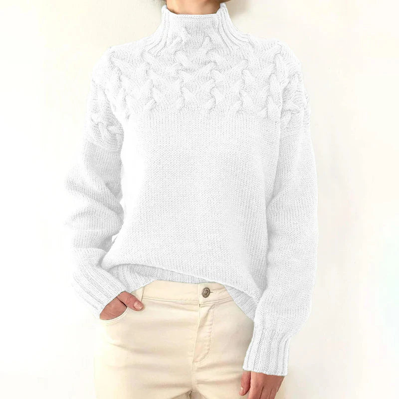 Pull Femme Col Montant Torsadé 13