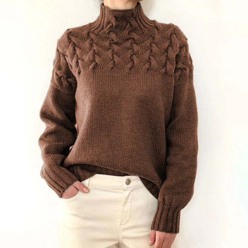 Pull Femme Col Montant Torsadé 3