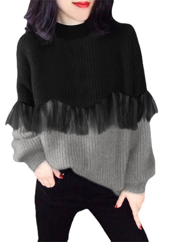 Pull Femme Col Rond Patchwork Automnal 4