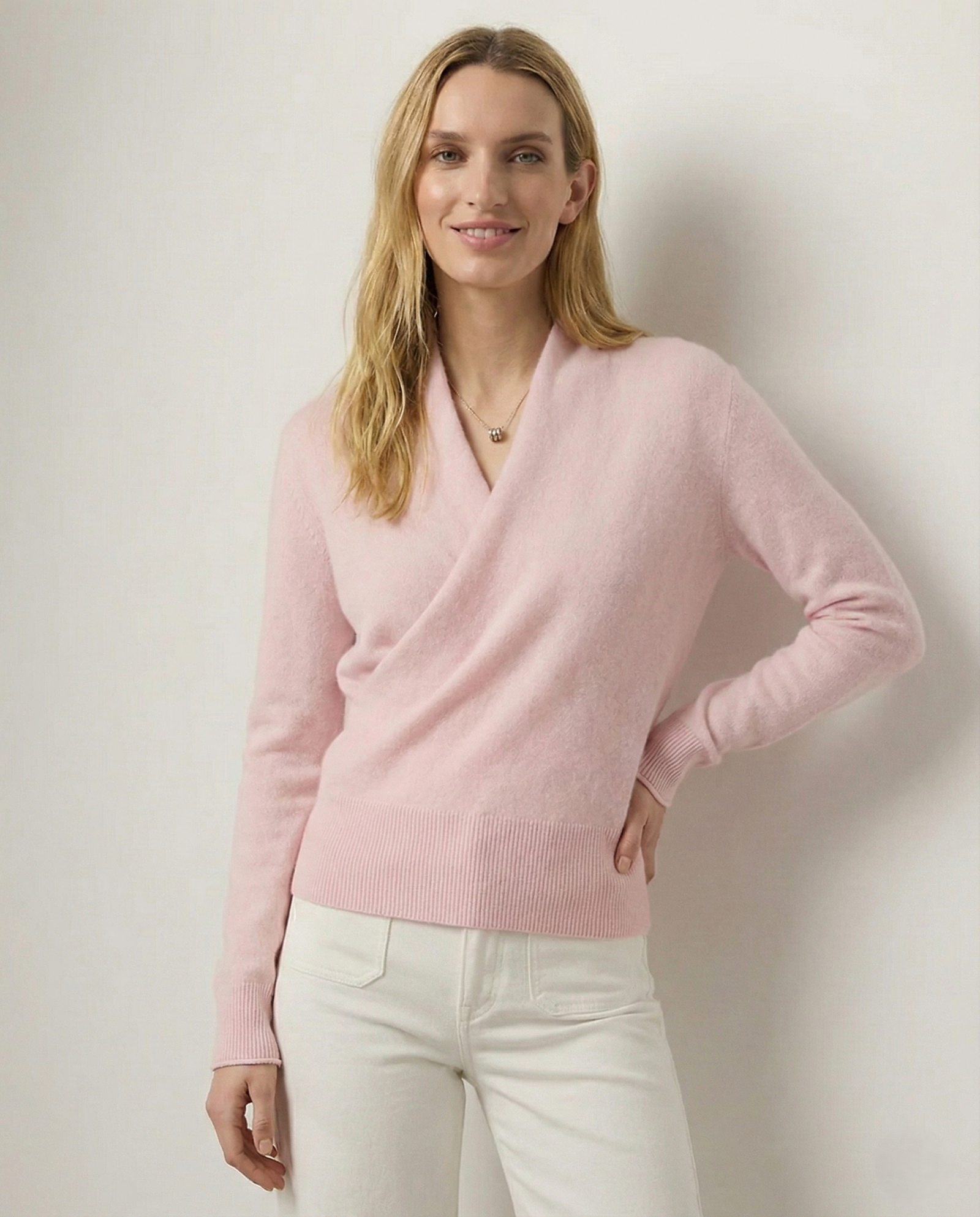 Pull Femme Col en V Drapé à Manches Longues 6