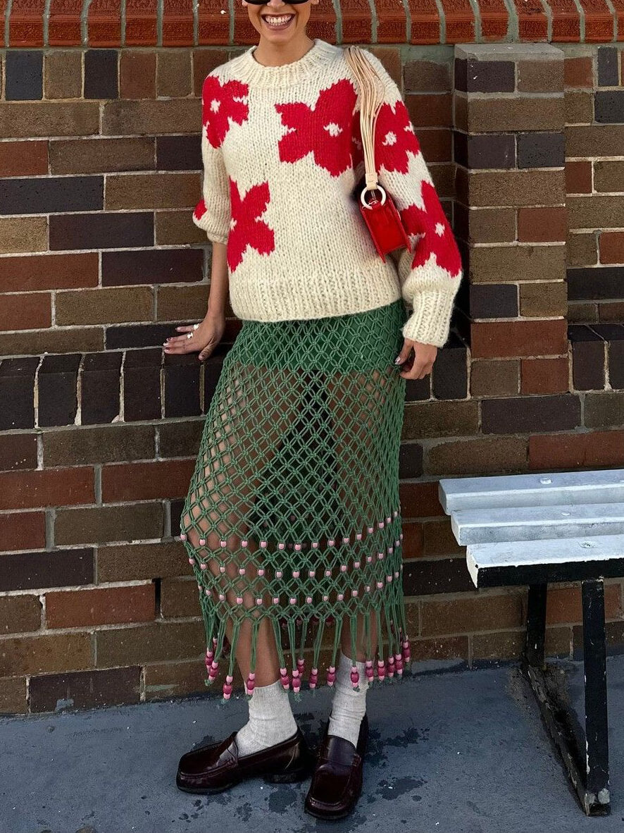 Pull Femme Floral Col Rond Décontracté 2